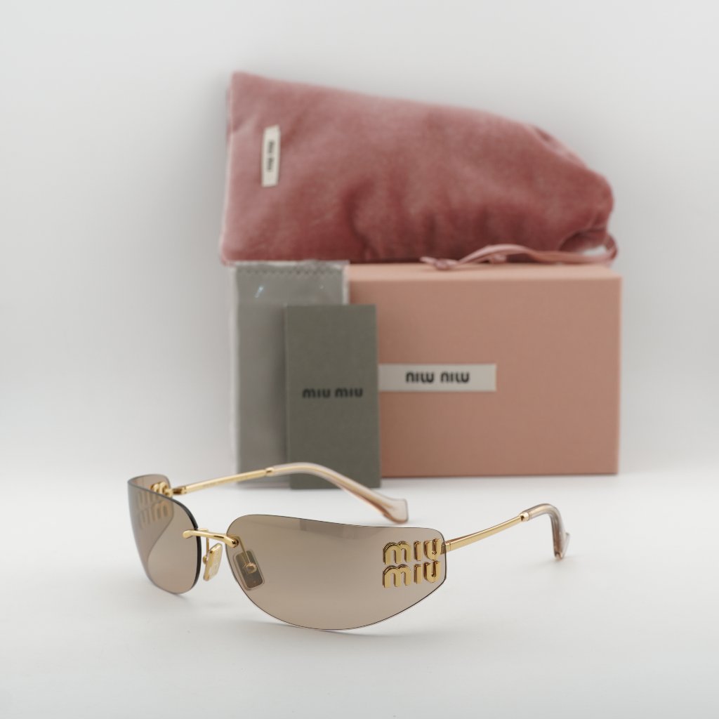 Miu Miu Mua51s 5ak20p Rectangle Sunglasses Gold\Bronze Mirror Gradient